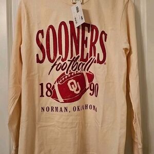 Oklahoma Sooners Football Comfort Colors Long Sleeve Shirt NWT Ivory Small OU